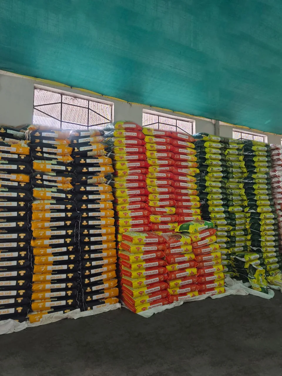 Stacked bags ready for export