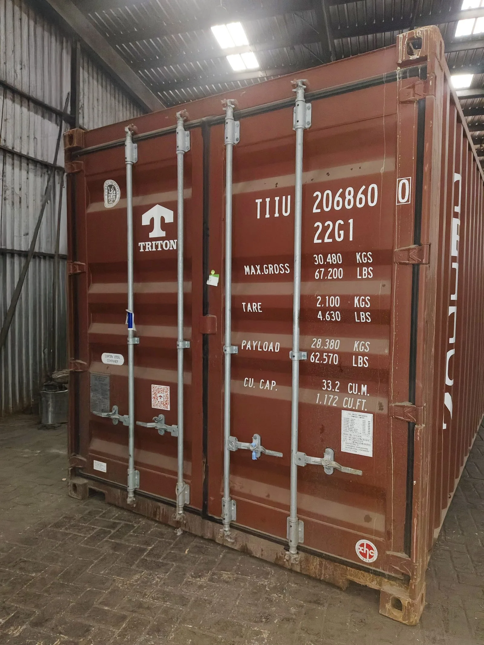 Branded export containers ready for international shipment.